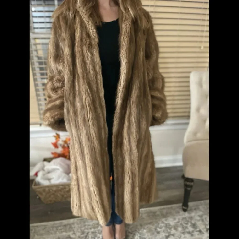 Vintage 1970'S  Full Length Mink Coat Brown L. BAMBERGER & CO Newark Coat - Picture 5 of 12